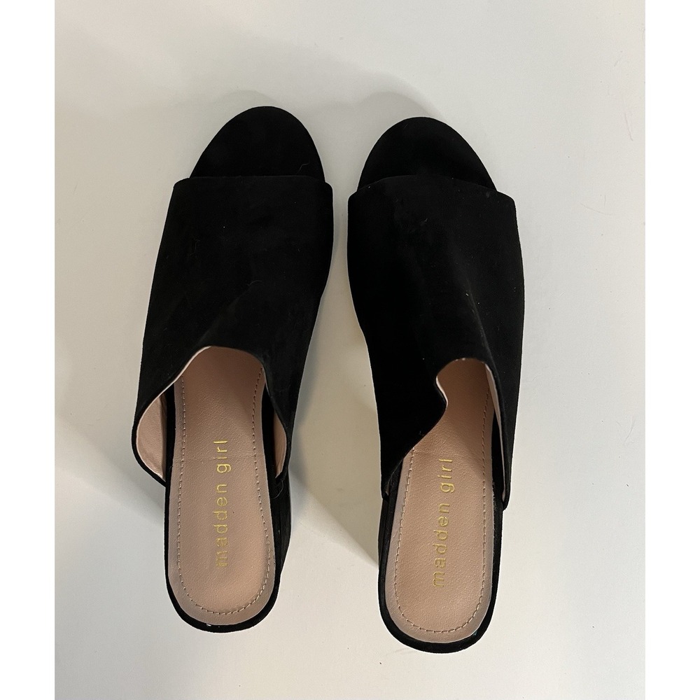 Womens Madden 9 Slip On Black Sandal Block Heel 90s Y2K